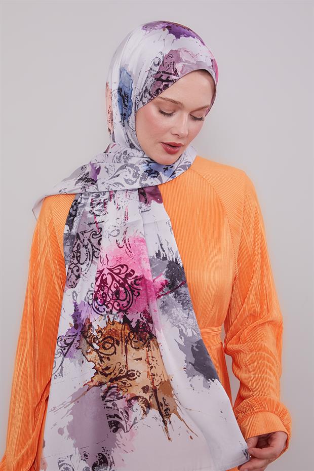 Gri Batik Desen Twill Şal