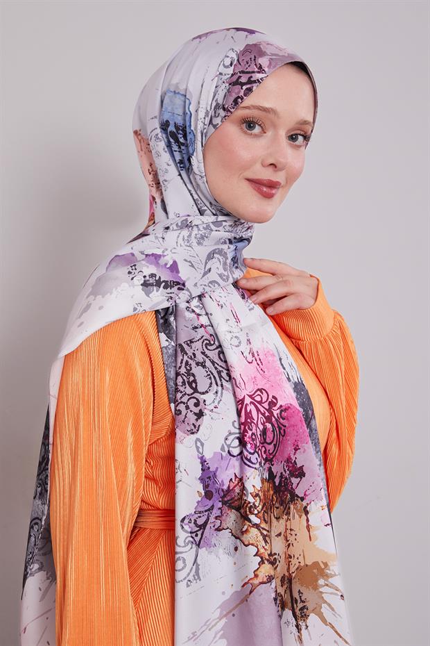 Gri Batik Desen Twill Şal