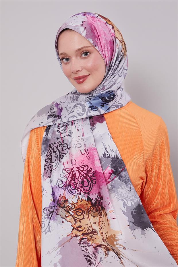 Gri Batik Desen Twill Şal