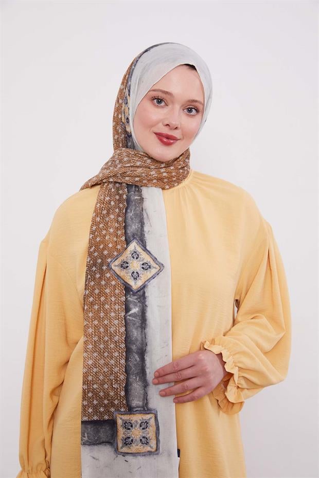 Gri Benek Desen Pamuk Şal
