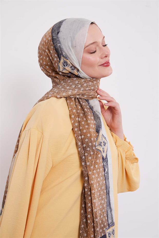 Gri Benek Desen Pamuk Şal