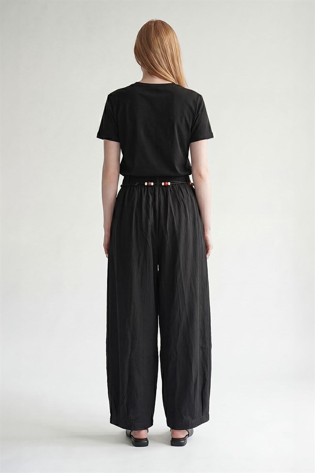 Gri Boncuk Kemerli Şalvar Model Pantolon