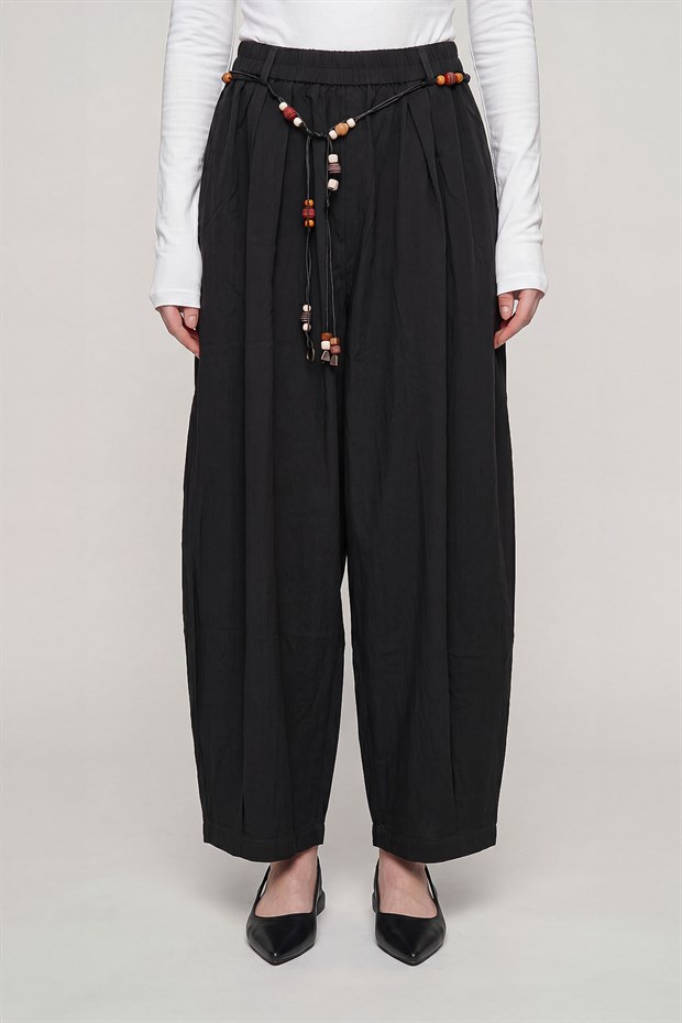 Gri Boncuk Kemerli Şalvar Model Pantolon