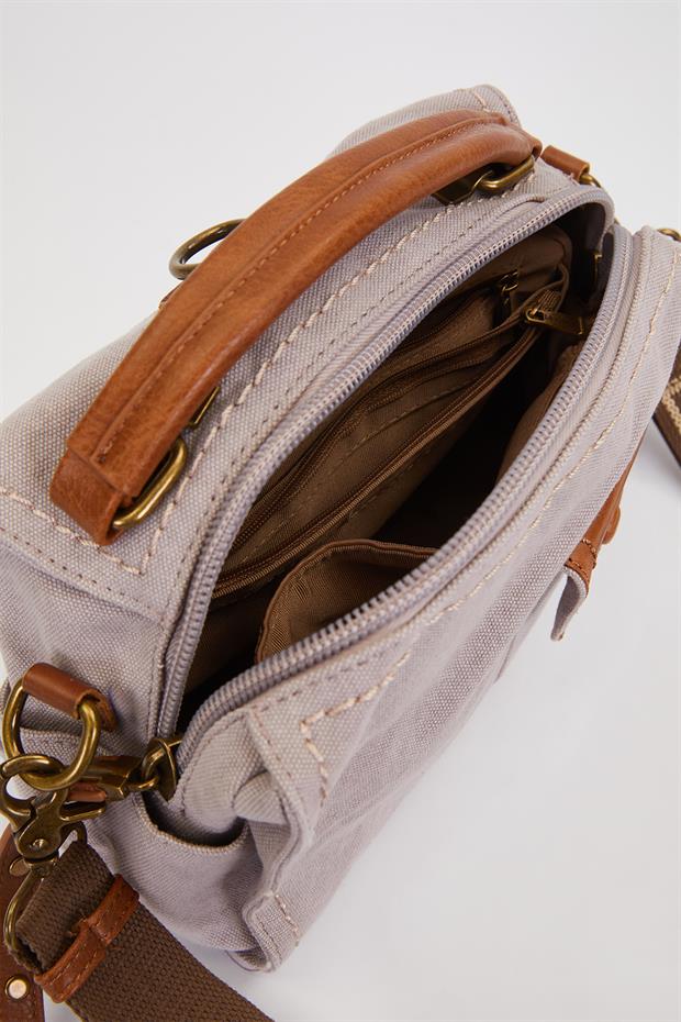 Gri Çift Askı Kullanımlı El Çantası