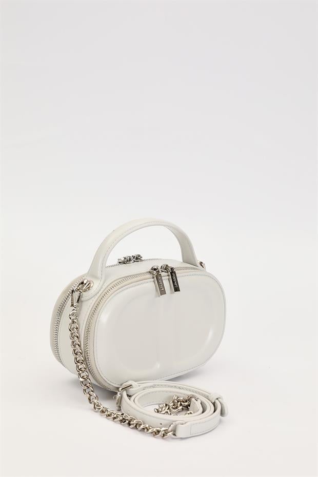 Gri Çift Fermuarlı El Çantası