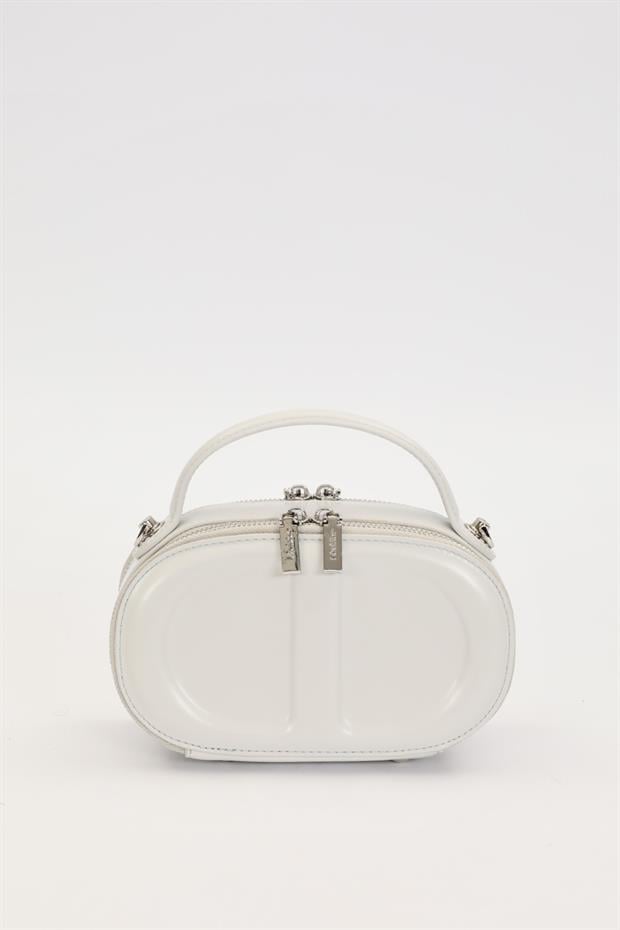 Gri Çift Fermuarlı El Çantası