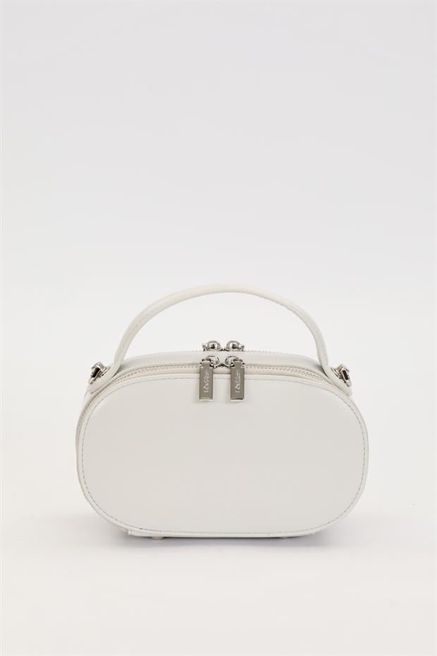 Gri Çift Fermuarlı El Çantası