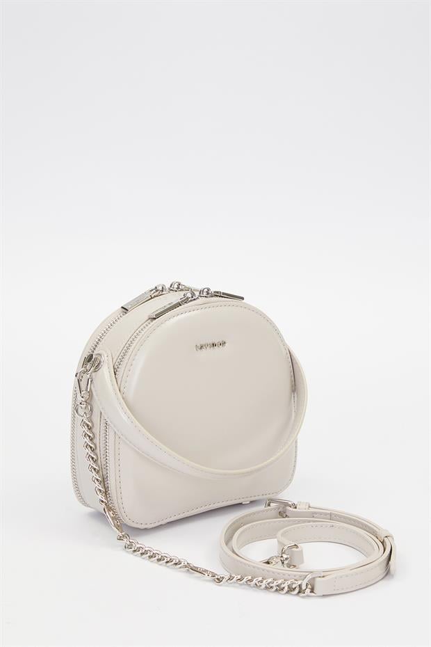 Gri Çift Fermuarlı Omuz Çantası