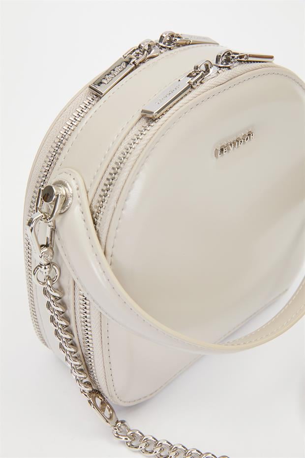 Gri Çift Fermuarlı Omuz Çantası