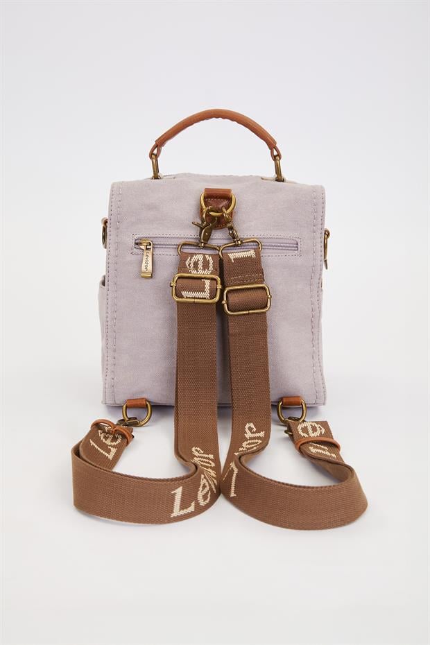 Gri Çift Gözlü Fermuarlı Sırt Çantası