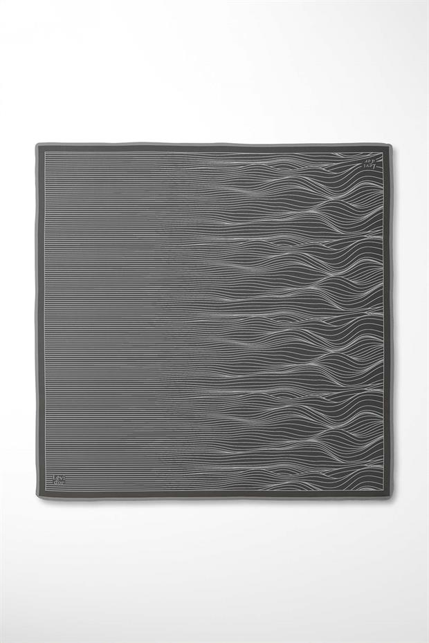 Gri Çizgili Model Twill İpek Eşarp