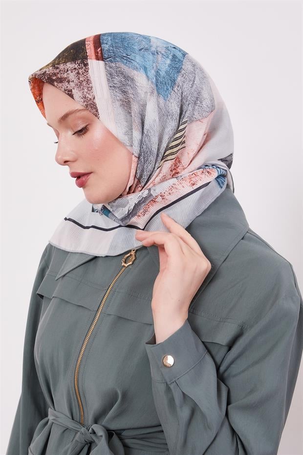 Gri Çizgili Batik Pamuk Eşap