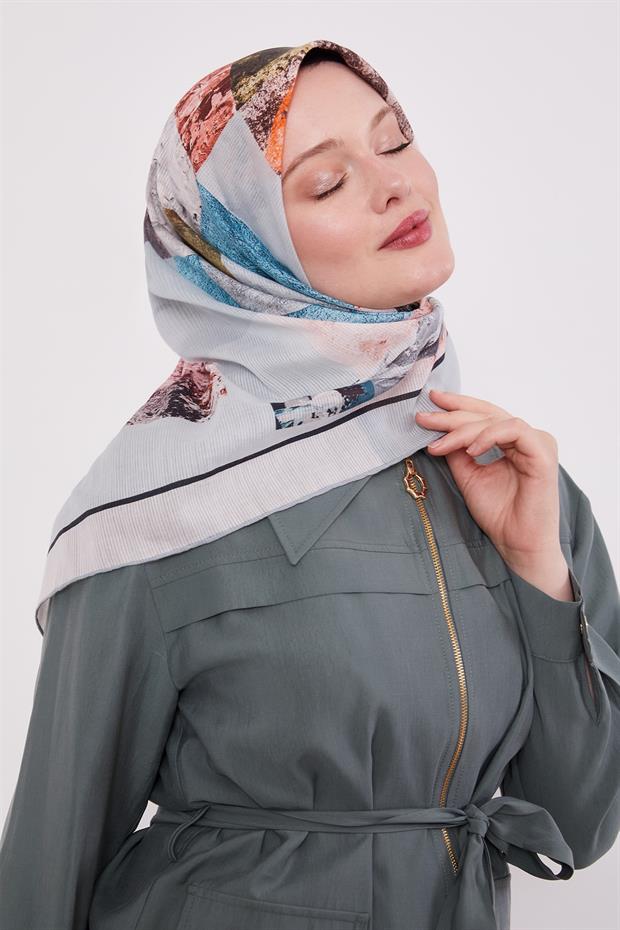 Gri Çizgili Batik Pamuk Eşap