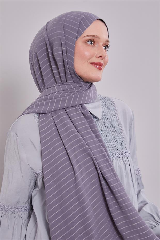 Gri Çizgili Cazz Şal