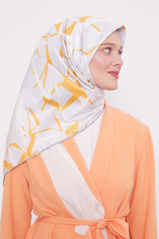 Gri Crack Desen Trend Twill Eşarp