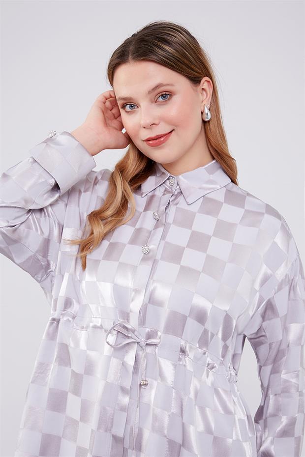 Gri Dama Desen Jakalı İkili Takım