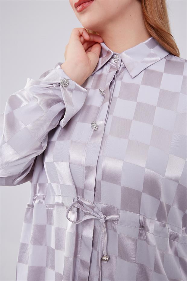 Gri Dama Desen Jakalı İkili Takım