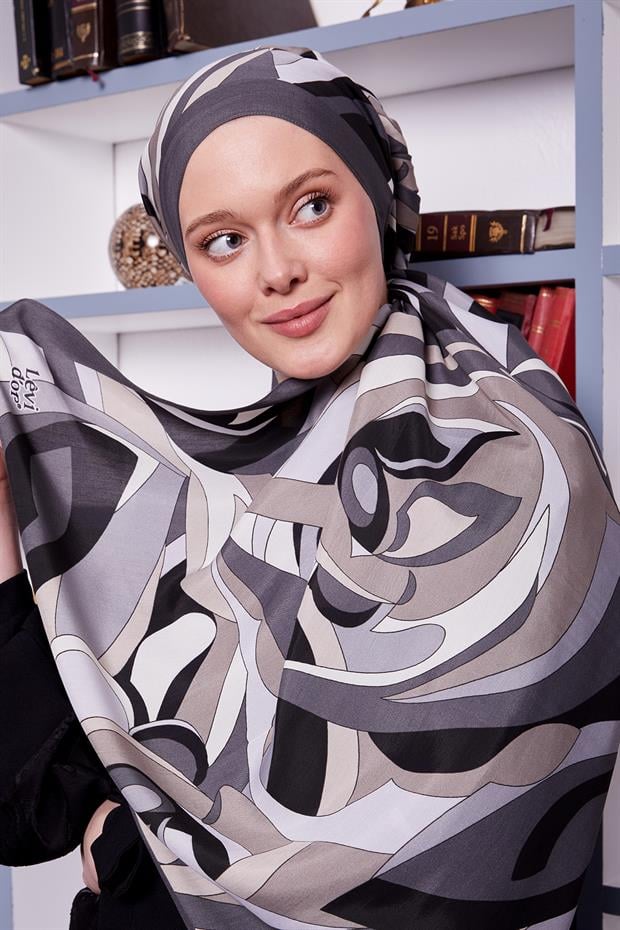 Gri Damla Desen Royal Şal