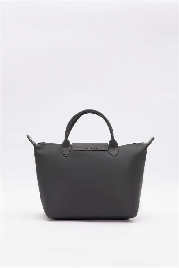 Gri Deri Kapaklı Omuz Çantası