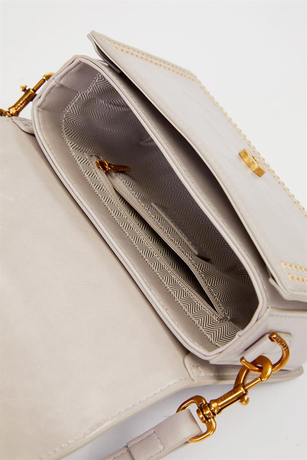 Gri Desenli Askı Detay Omuz Çantası