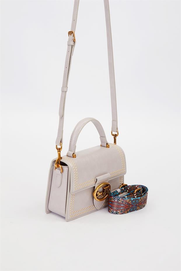 Gri Desenli Askı Detay Omuz Çantası