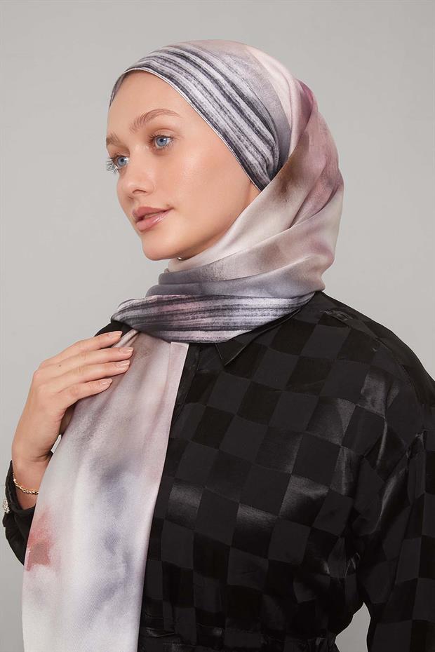 Gri Ebruli Desen Twill Şal