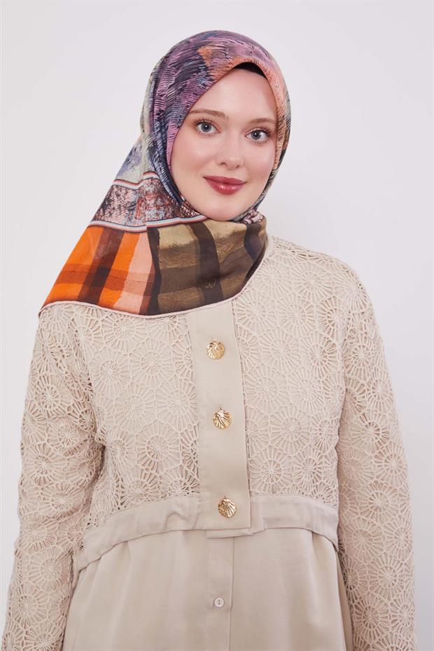 Gri Ekose Pamuk Eşarp