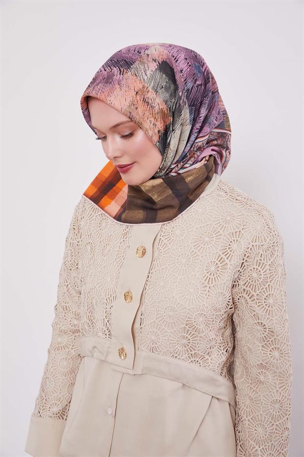 Gri Ekose Pamuk Eşarp