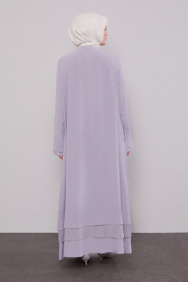 Gri Etek Ucu Katlı Ferace