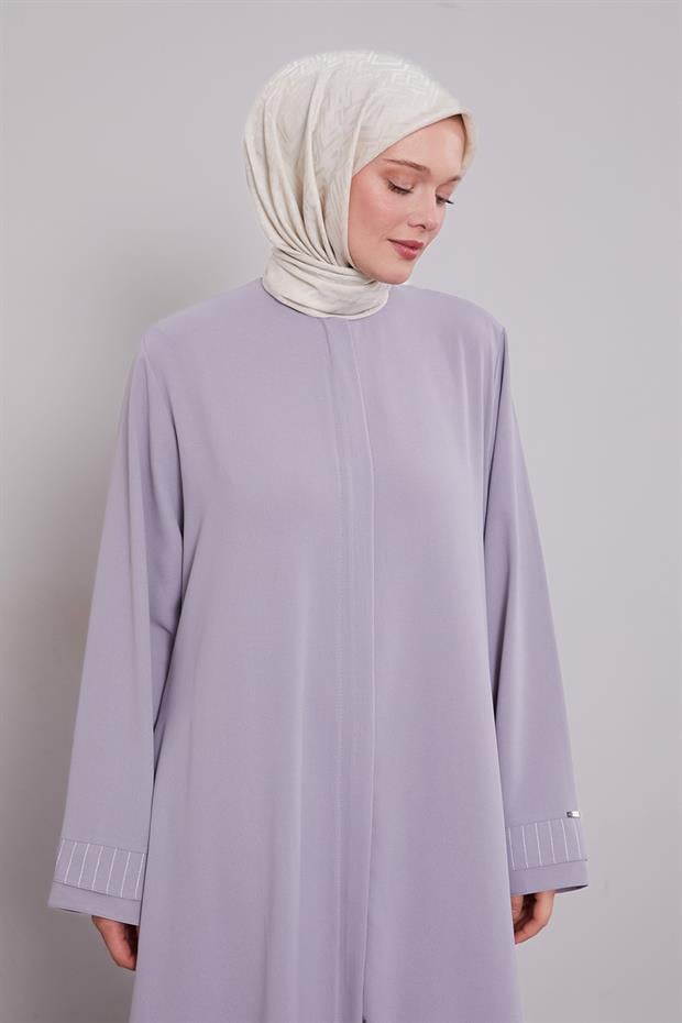 Gri Etek Ucu Katlı Ferace