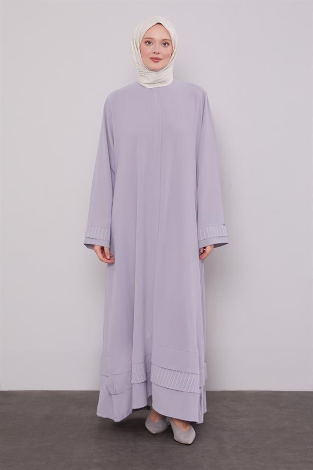 Gri Etek Ucu Katlı Ferace