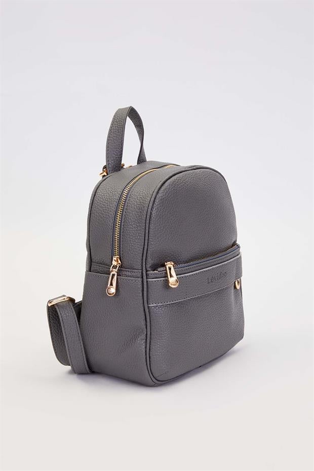 Gri Fermuar Gözlü Sırt Çantası