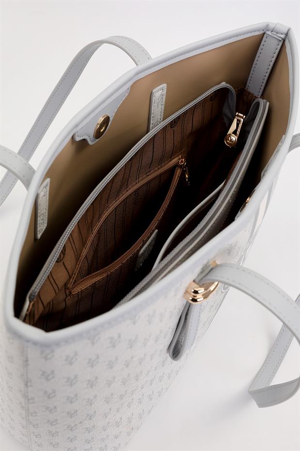 Gri Gold Akseusar Detaylı Omuz Çantası