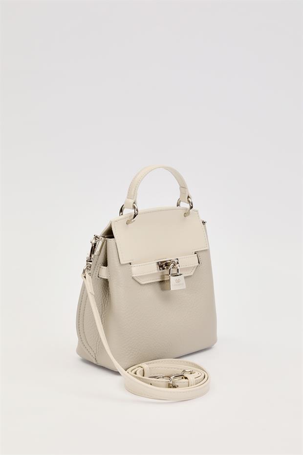 Gri İnci Askı Detaylı El Çantası