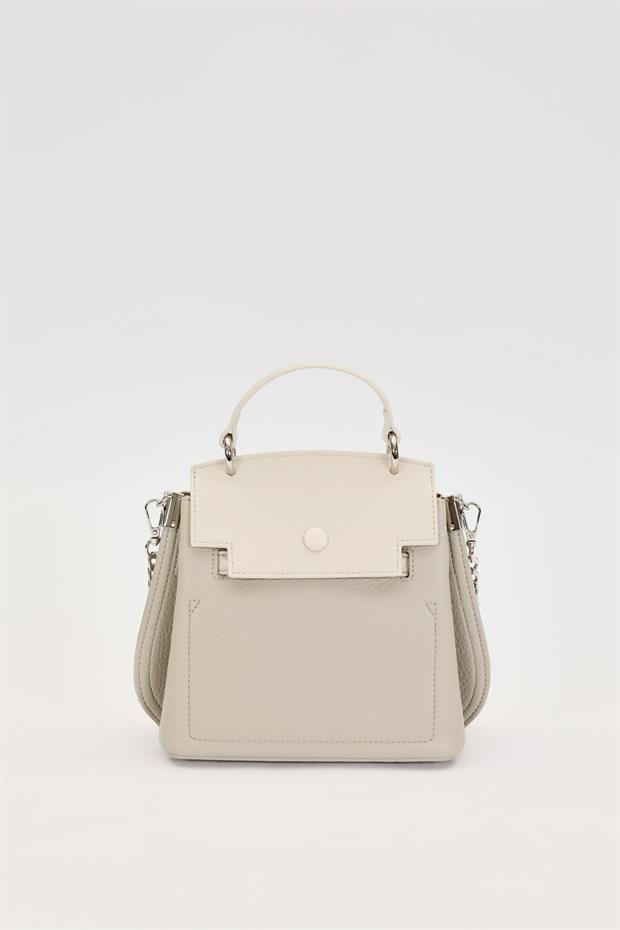 Gri İnci Askı Detaylı El Çantası