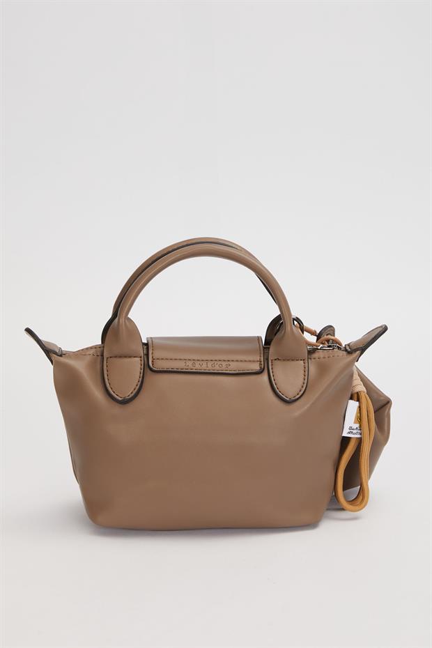 Gri İp Saçaklı Charm Detaylı El Çantası