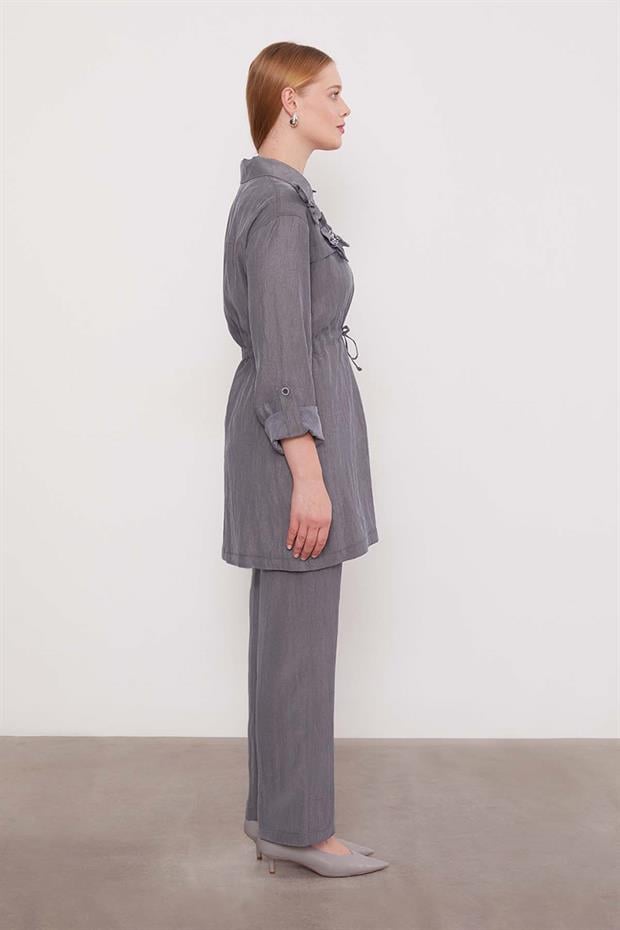 Gri İşleme Omuz Detaylı Cupra İkili Takım