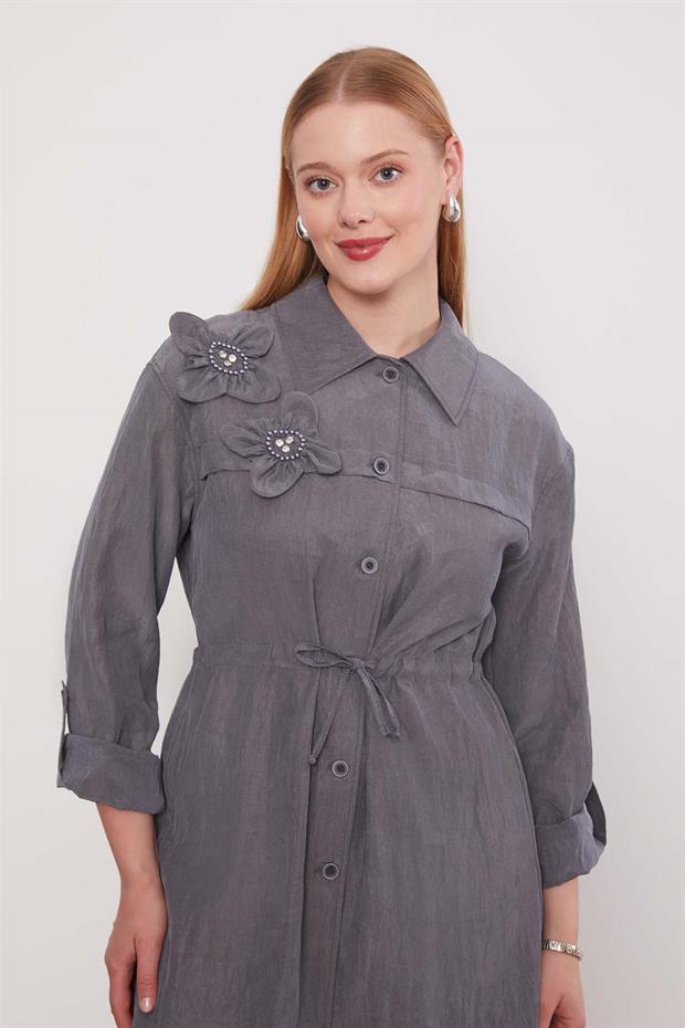 Gri İşleme Omuz Detaylı Cupra İkili Takım