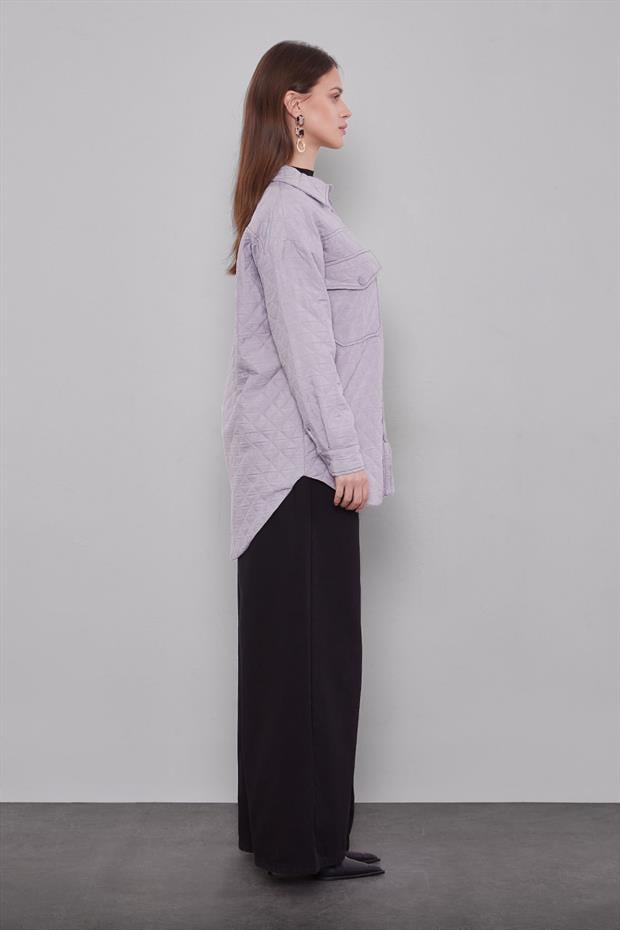 Gri Kapitone Desen Ceket