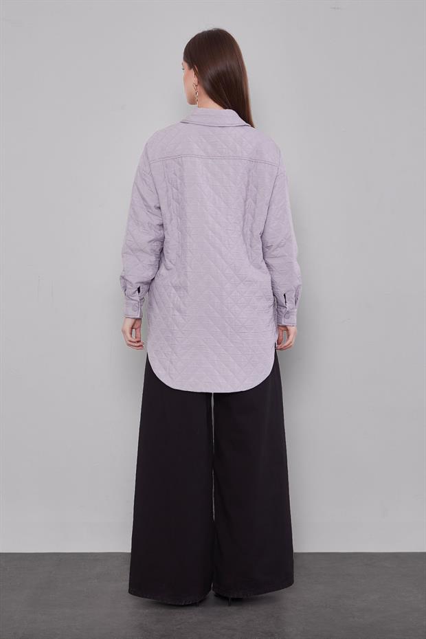 Gri Kapitone Desen Ceket