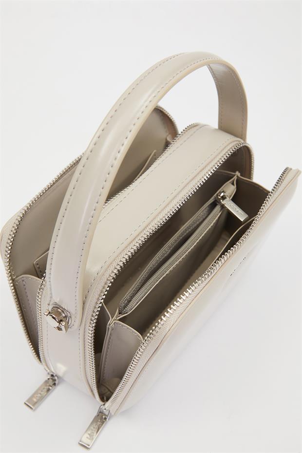 Gri Kare Bombe Görünümlü Omuz Çantası