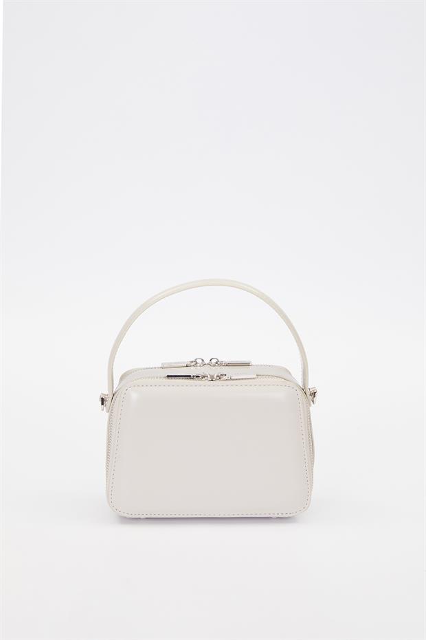 Gri Kare Bombe Görünümlü Omuz Çantası