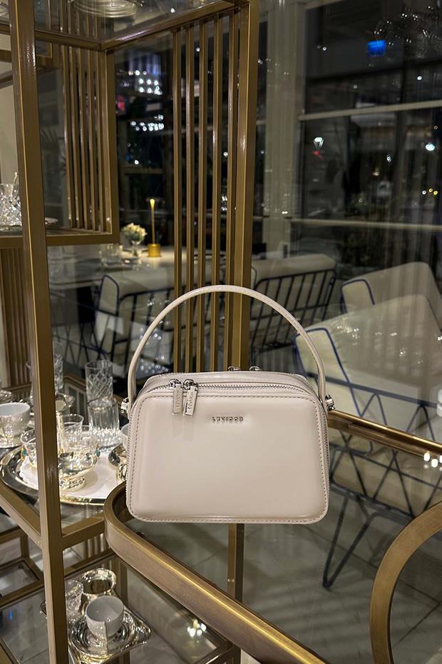 Gri Kare Bombe Görünümlü Omuz Çantası