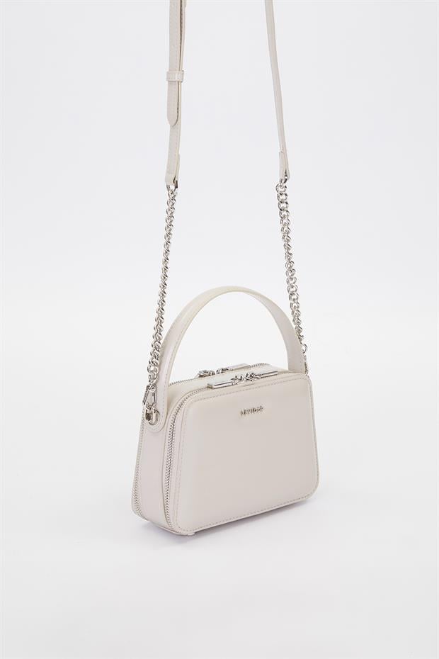 Gri Kare Bombe Görünümlü Omuz Çantası