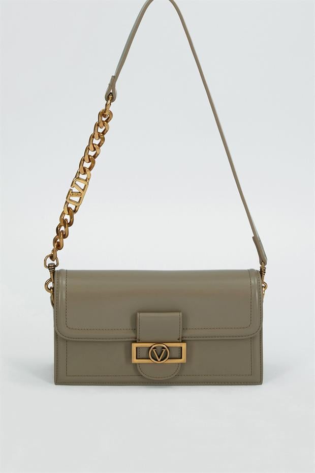 Gri Kare Kilit Detaylı Omuz Çantası