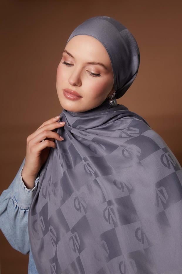 Gri Kare LVD Baskılı Naia Jakar Şal