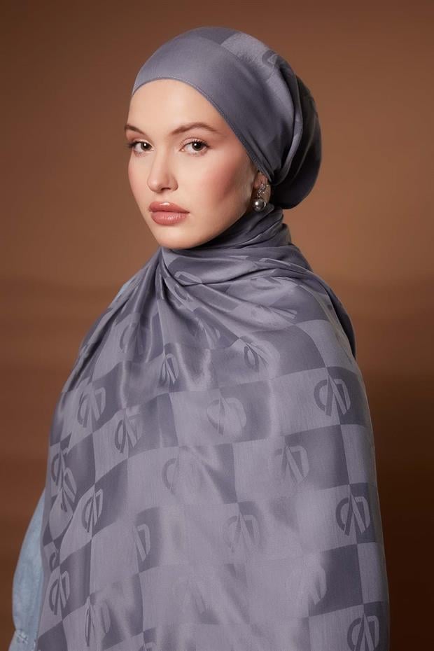 Gri Kare LVD Baskılı Naia Jakar Şal