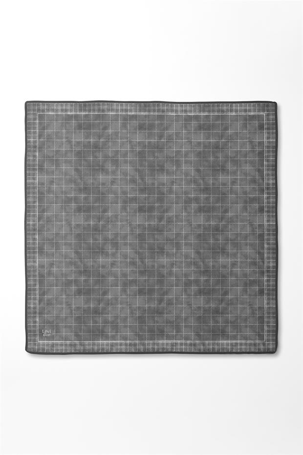 Gri Kareli Twill İpek Eşarp