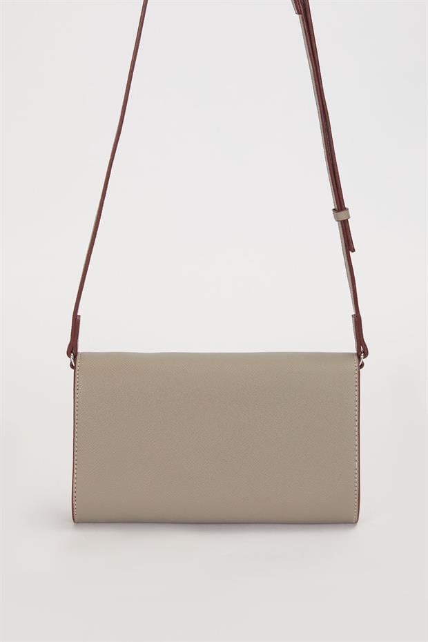 Gri Kenar Dikiş Detaylı Omuz Çantası