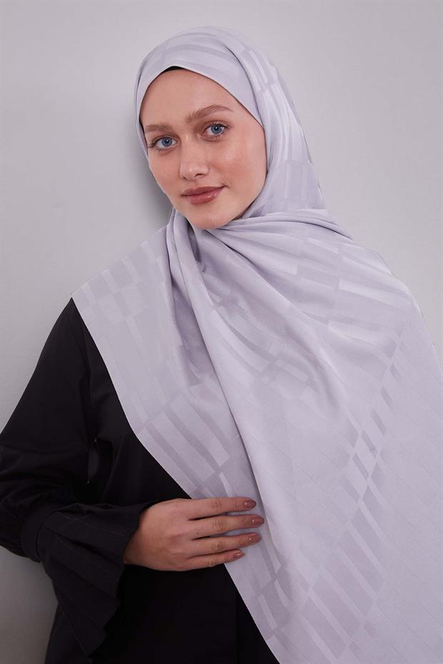 Gri Kesik Çizgili Blue Jakar Şal